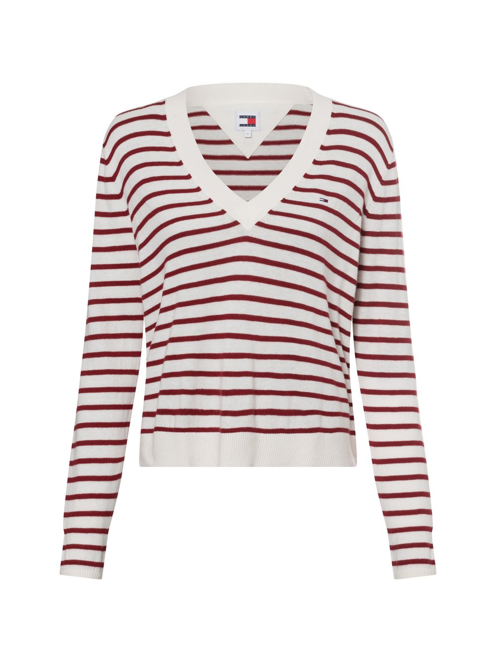 Tommy Jeans Sweter damski Kobiety drobna dzianina czerwony|biały w paski, S