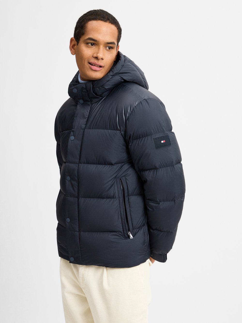 Tommy Hilfiger Pikowana kurtka męska Mężczyźni Sztuczne włókno niebieski jednolity, S