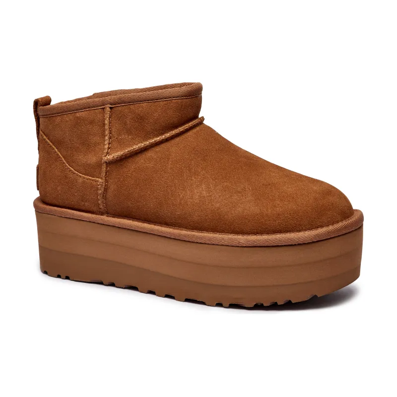 UGG Skórzane śniegowce W CLASSIC ULTRA MINI | z dodatkiem wełny