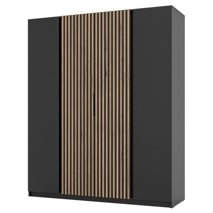 Szafa z lamelami KAJA BL/BL-EV 2F2LAM Czarny, dąb evoke