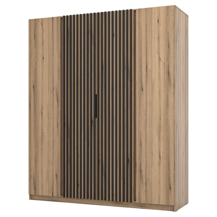 Szafa z lamelami KAJA EV/EV-BL 2F2LAM Dąb evoke, czarny