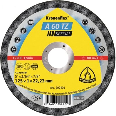Klingspor Tarcza do cięcia A60TZ płaska 125 x 1.0 x 22 mm