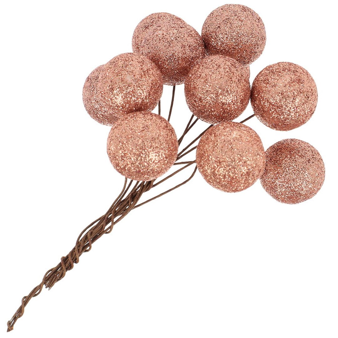 [680142] Kulki brokatowe na druciku 2,5cm 12szt szampańskie