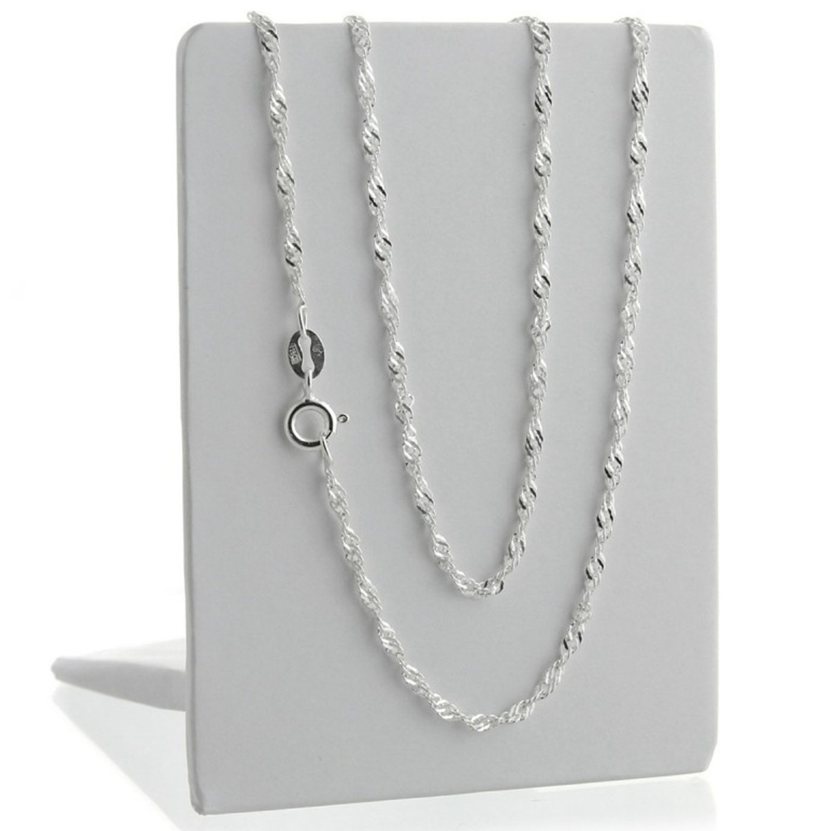 Piękny Srebrny Łańcuszek Singapur Skręcany Pr. 925 Na 30 40 50 60 Urodziny