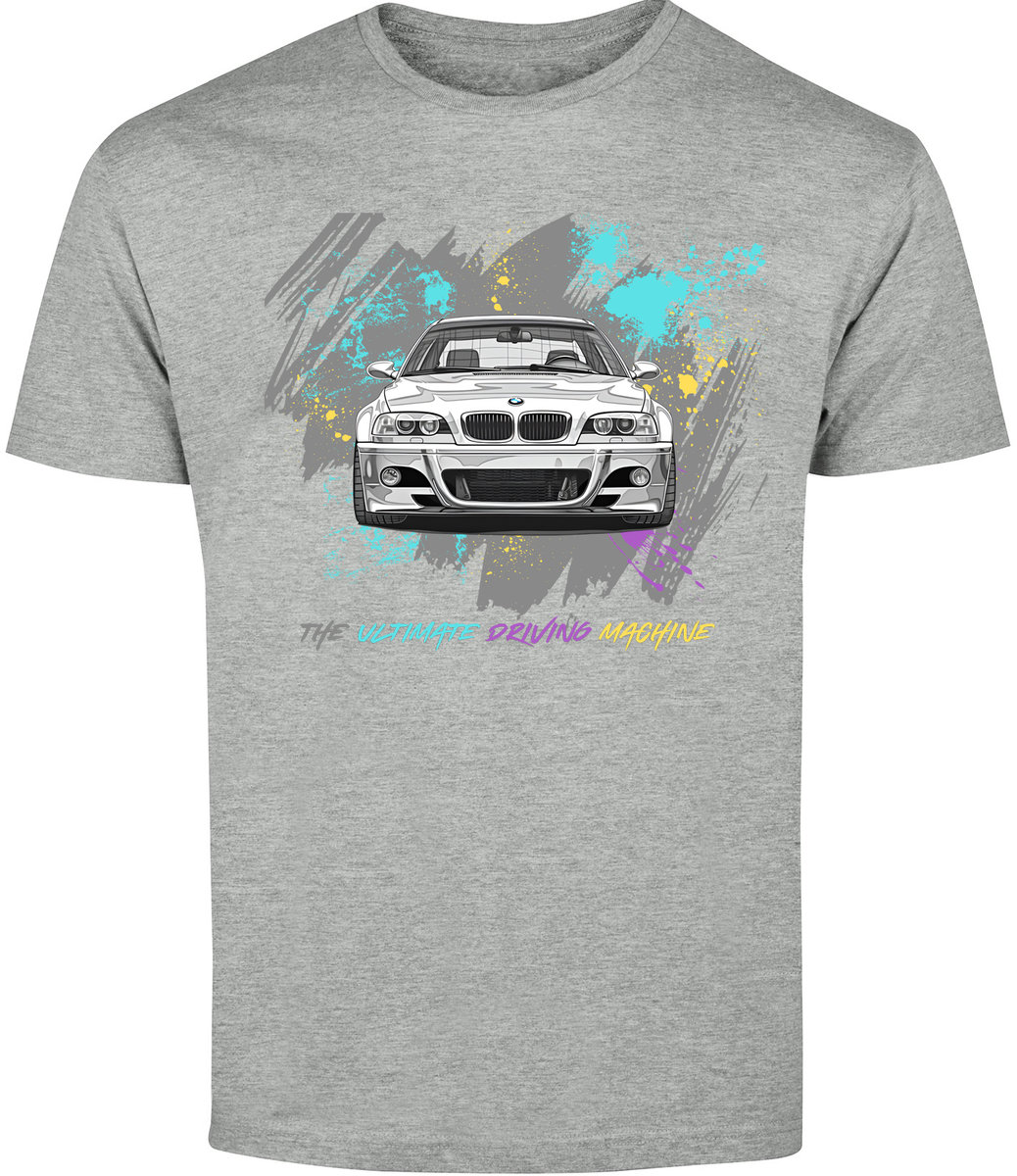 T-SHIRT MĘSKI BMW M3 E46 M POWER MOTORYZACYJNA KOSZULKA SZARA R-3XL A272