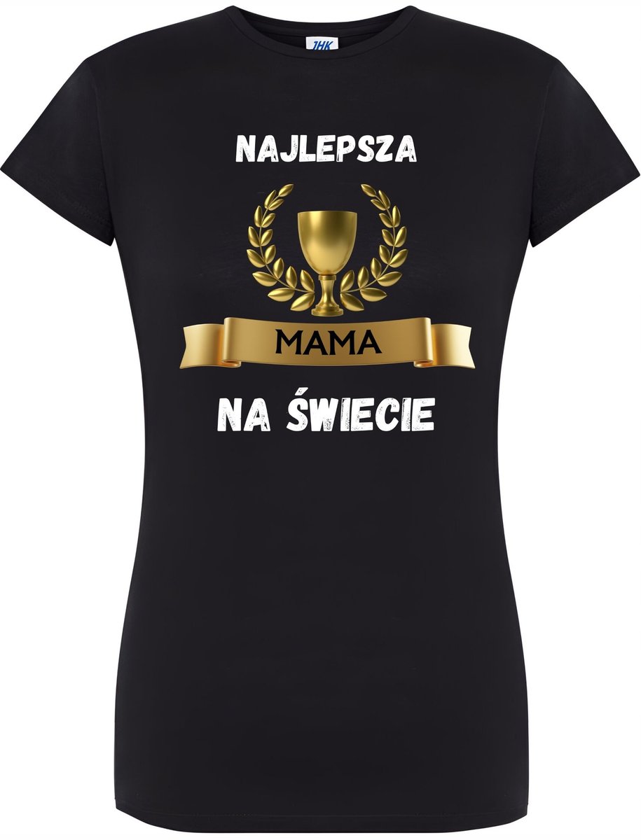 T-SHIRT DAMSKI Z NADRUKIEM PREZENT DLA MAMY URODZINY KOSZULKA CZARNA R  MODEL  a53