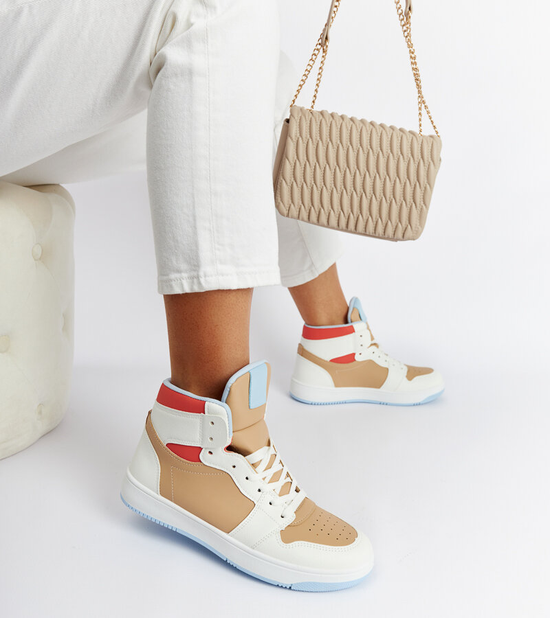 Biało-beżowe sneakersy za kostkę Eagan-36
