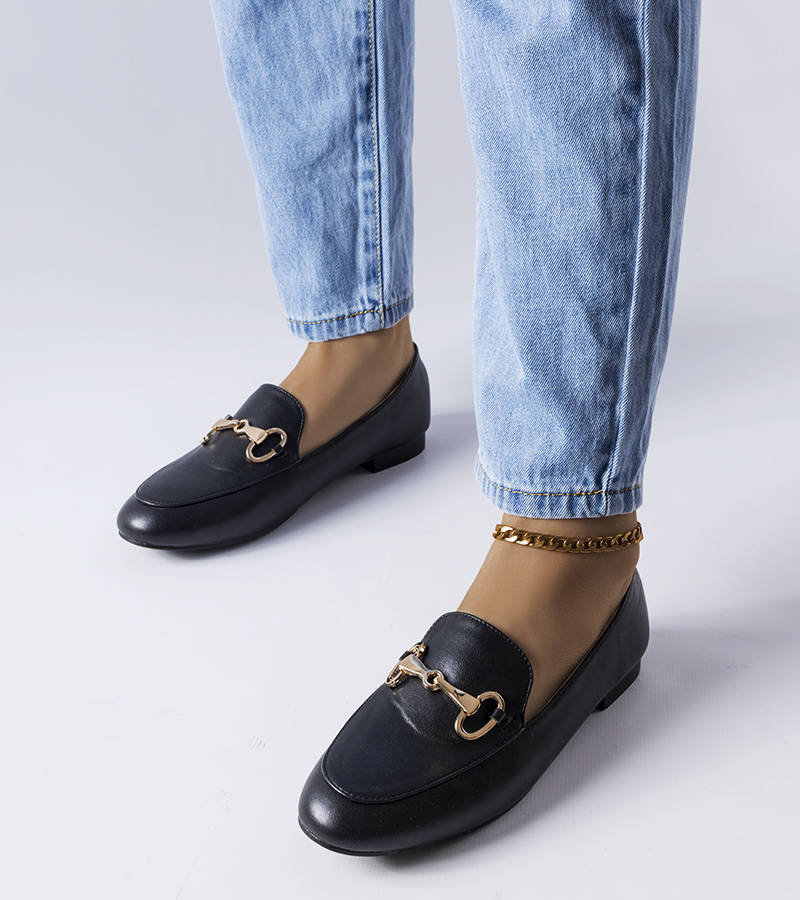 Czarne mokasyny z klamerką Philip -37