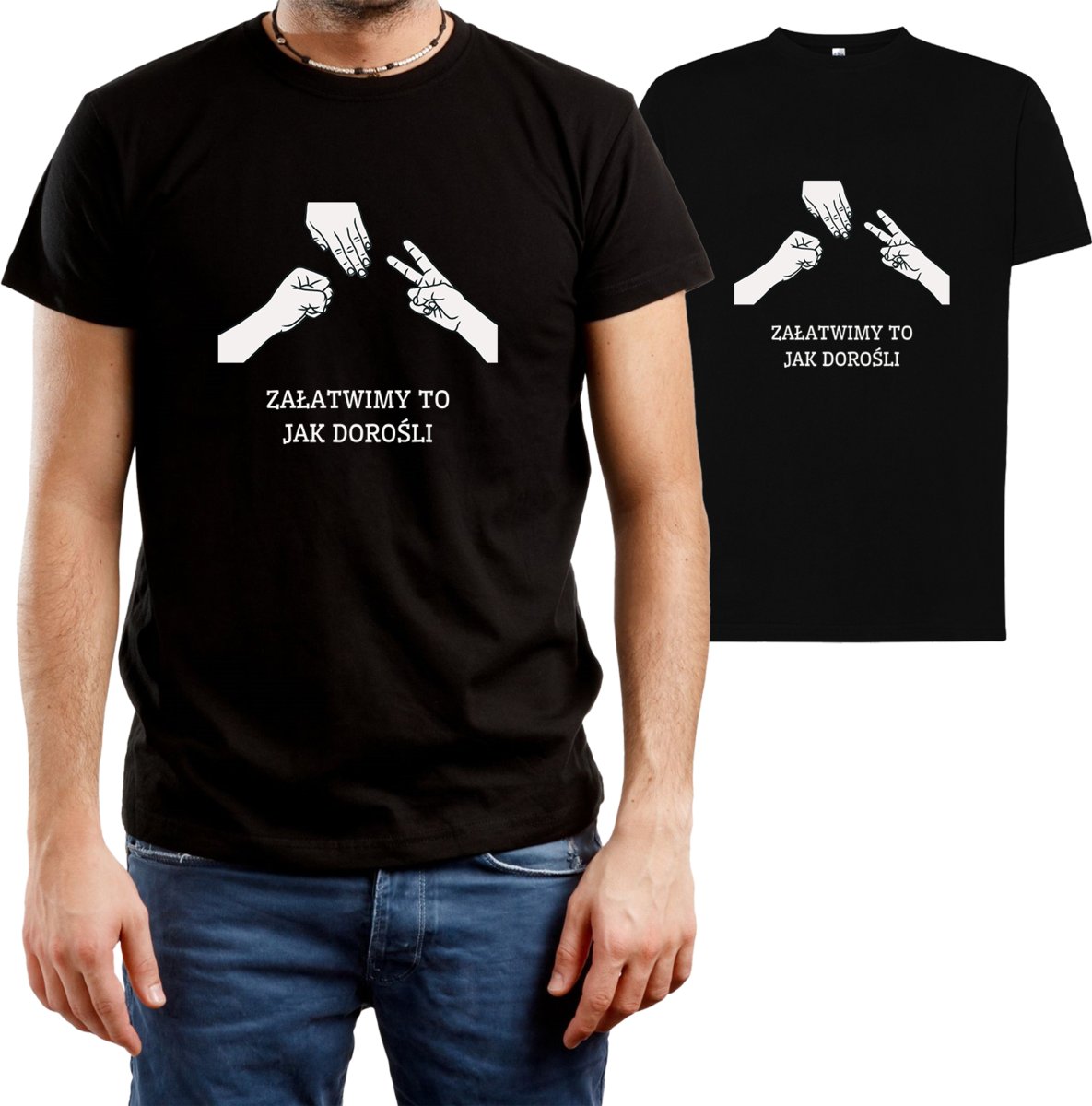 T-SHIRT MĘSKI Z NADRUKIEM NA PREZENT ŚMIESZNA KOSZULKA CZARNA R-S A309