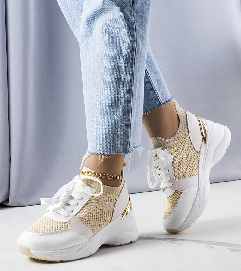 Beżowe sneakersy na koturnie Ann-39