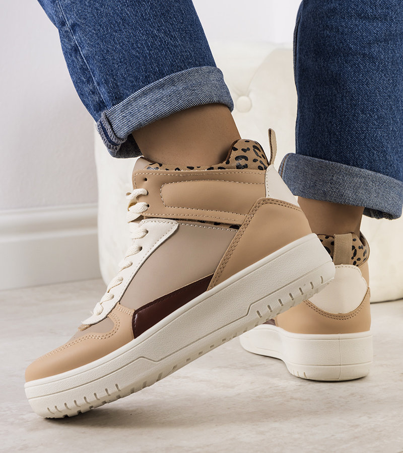 Beżowe sneakersy za kostkę Adite-39