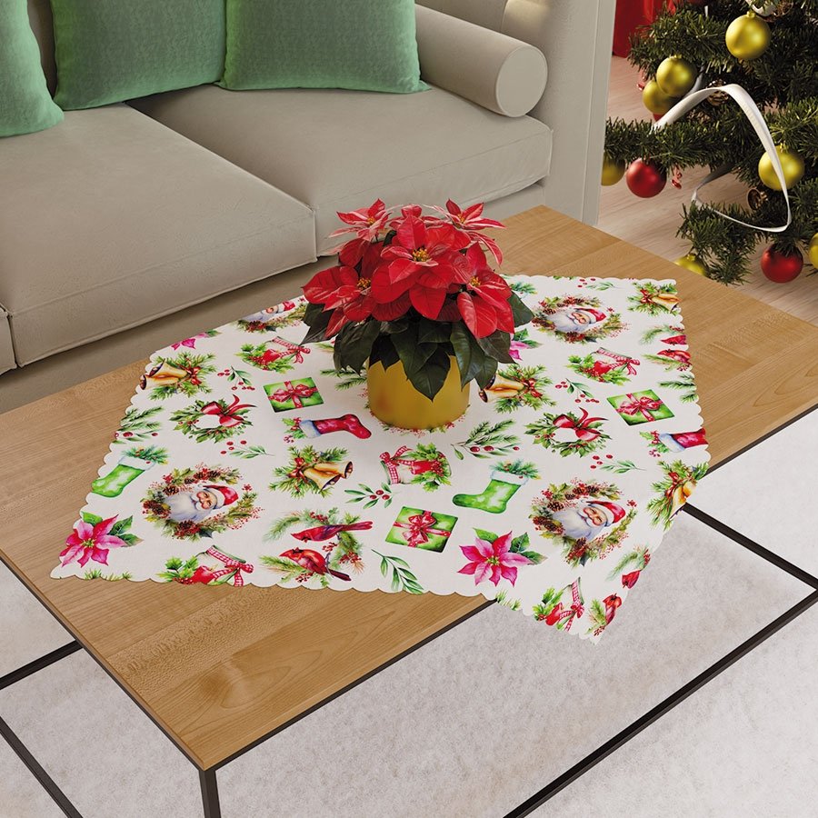 Serweta 79x79 cm z tkaniny wodoodpornej z wielokolorowym nadrukiem, Świąteczny mix