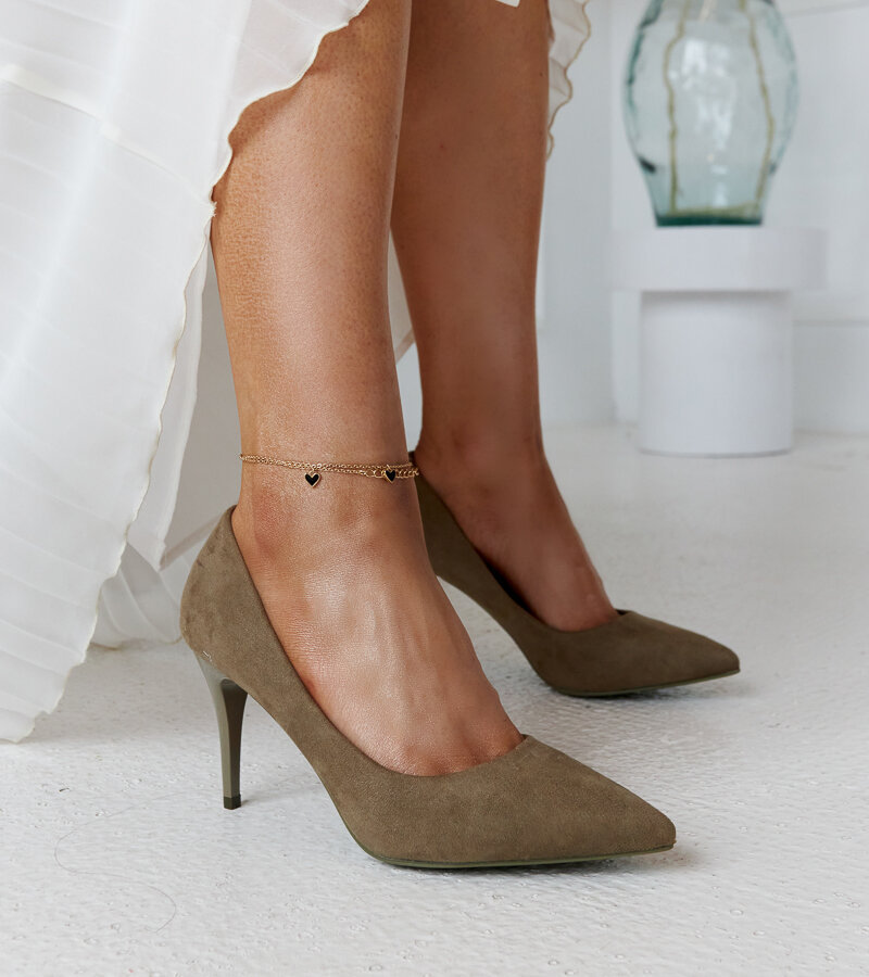 Zielone szpilki ze skórzaną wkładką Paume-38