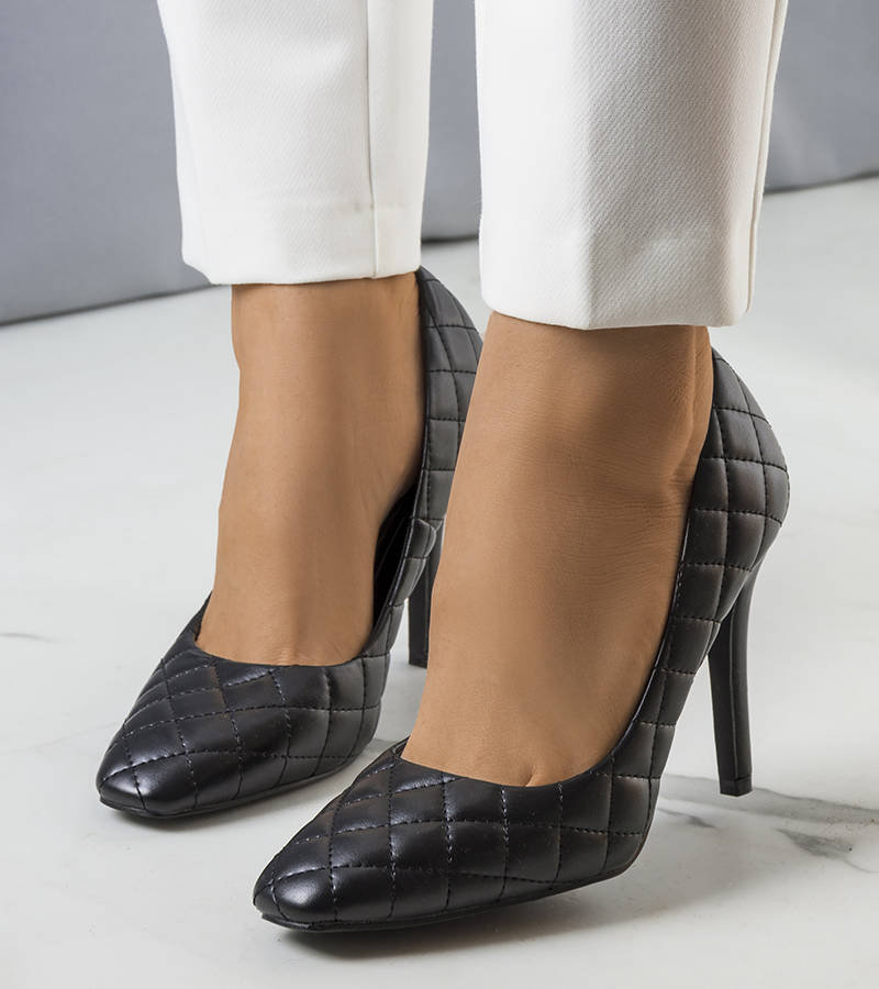 Czarne szpilki pikowane Nadelia-38