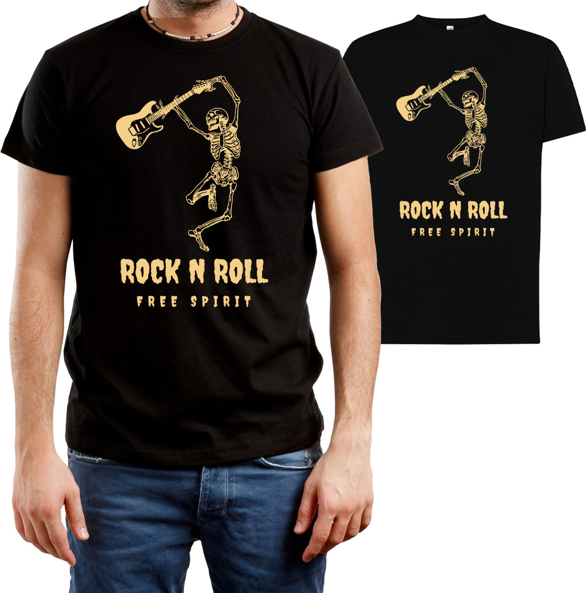 T-SHIRT MĘSKI ROCK HEAVY METAL GITARZYSTA KOSZULKA CZARNA R-XL A211