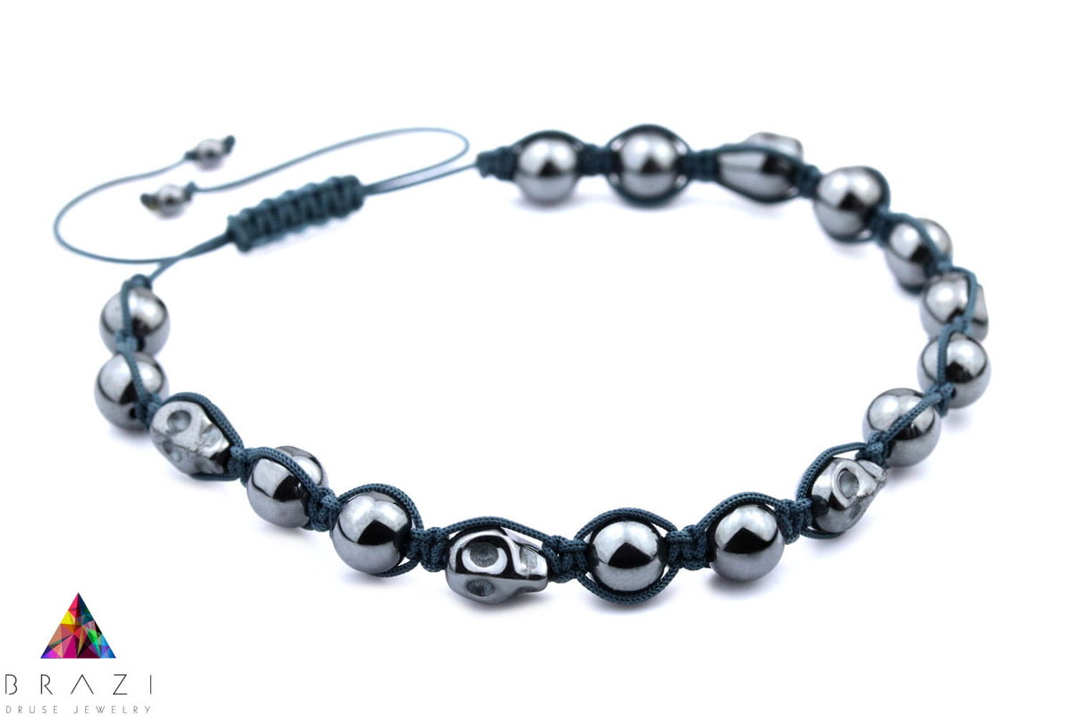 Bransoletka Męska Hematyt Sznurek