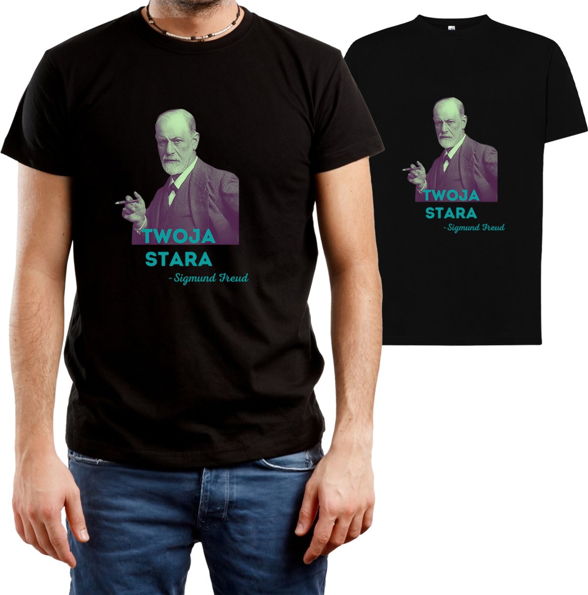 T-SHIRT MĘSKI NA PREZENT PSYCHOLOG ŚMIESZNA KOSZULKA CZARNA R-S A376