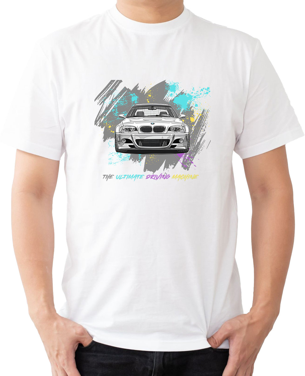T-SHIRT MĘSKI MOTORYZACYJNA BMW M3 M POWER E46 KOSZULKA BIAŁA R-XL A272