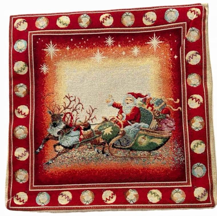 Poszewka Świąteczna Gobelinowa LUX 42x42 Mikołaj Na Saniach