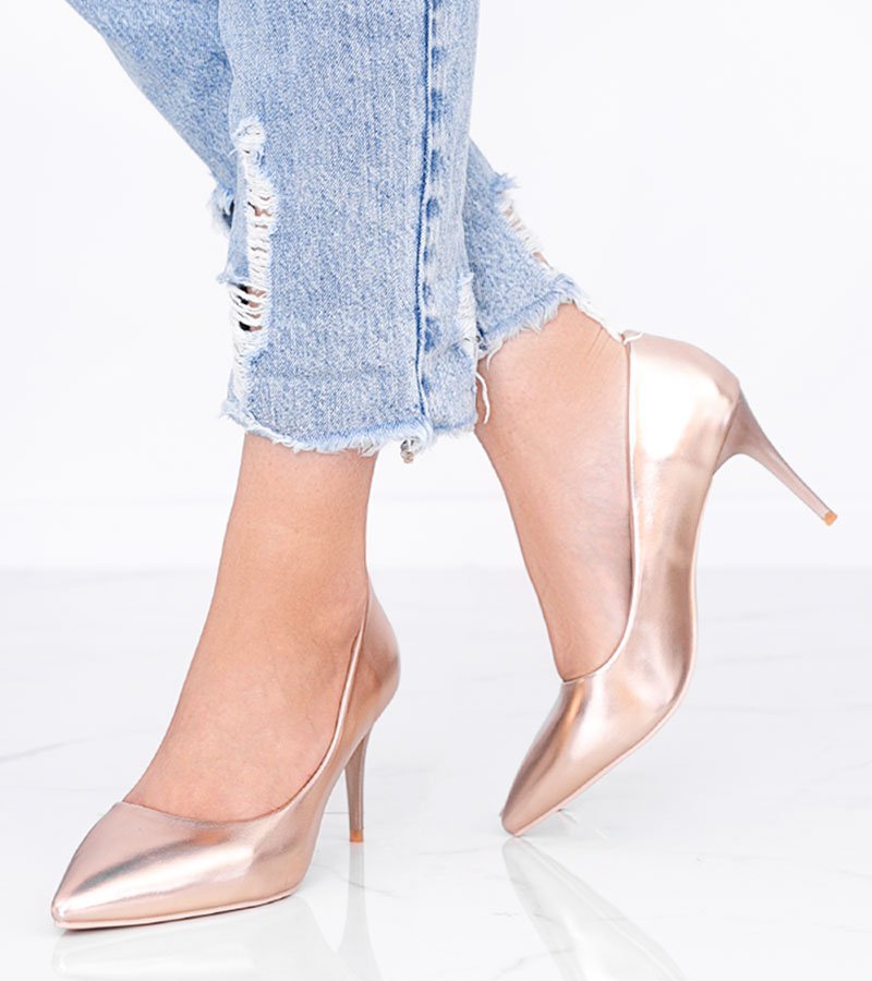 Czółenka na szpilce różowe złoto Venicia-41