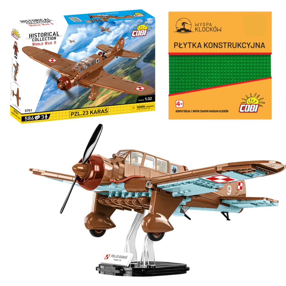 Cobi 5751 Samolot PZL.23 Karaś HC WW2 586 El. SAMOLOT BOMBOWY