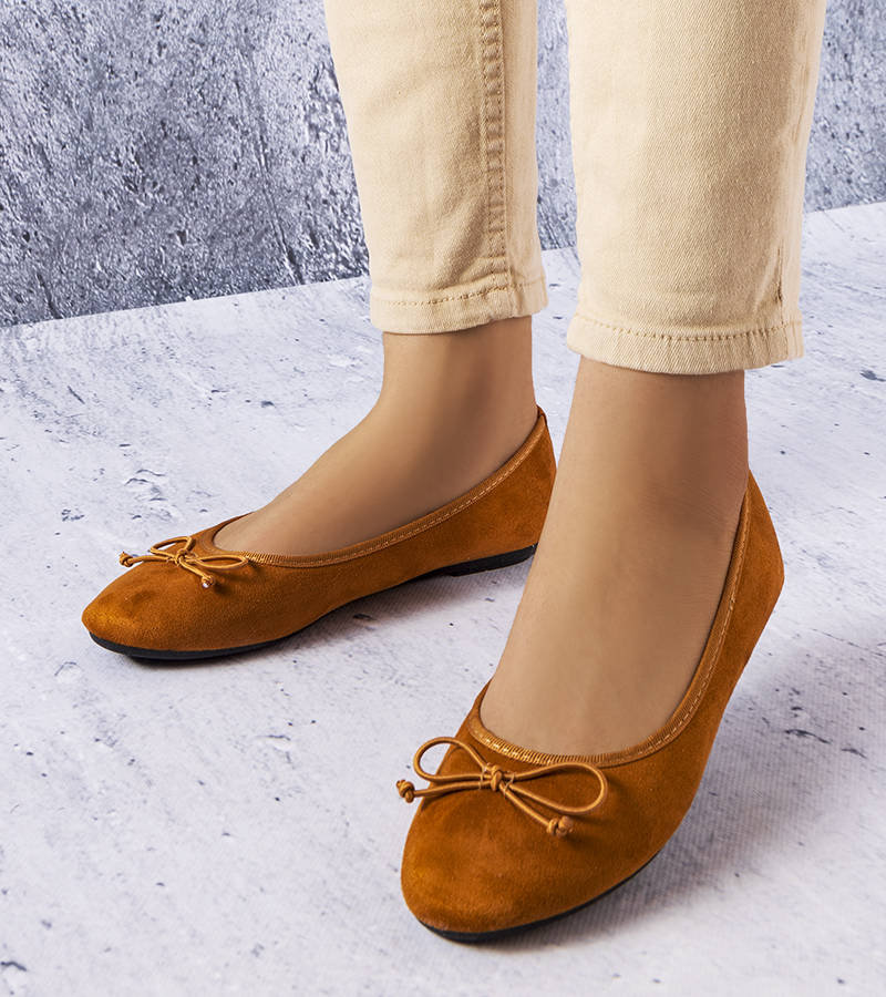 Brązowe balerinki z kokardką Chandonnet-37