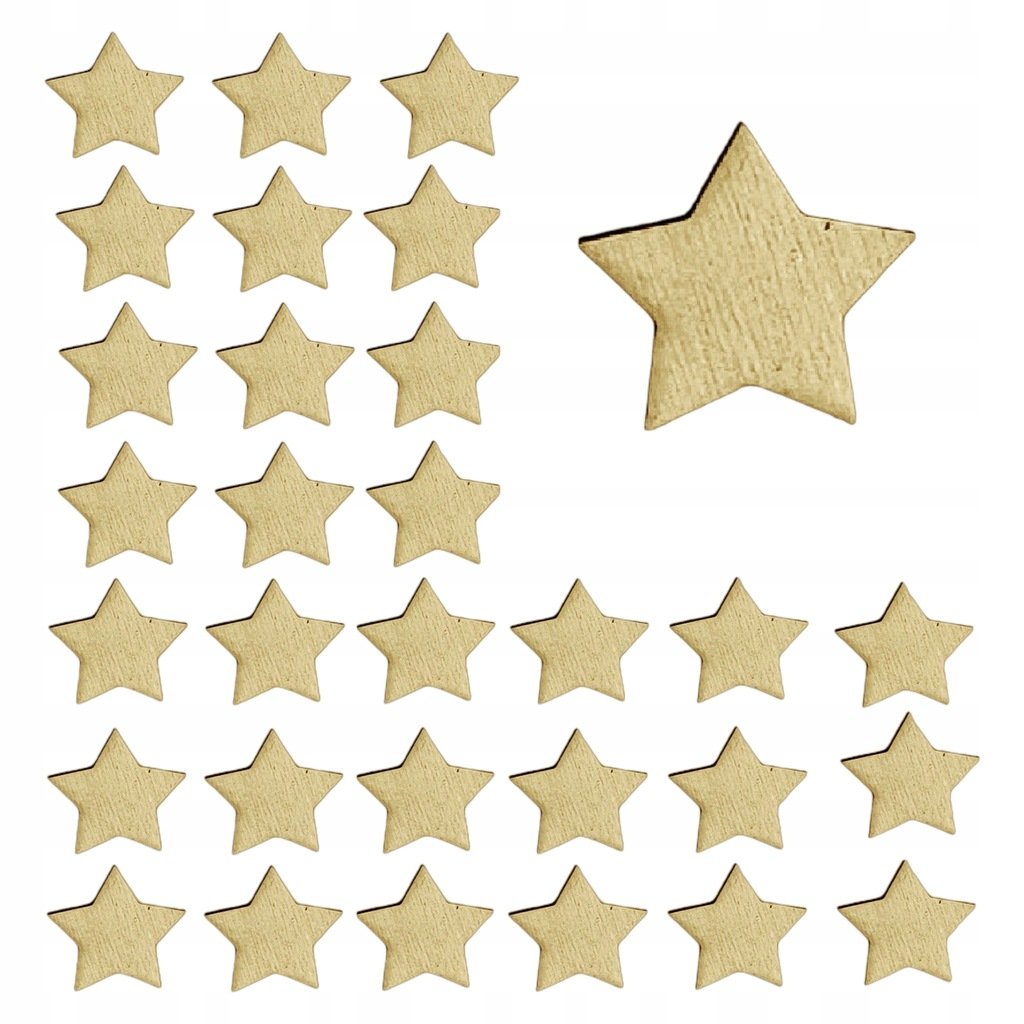 3 cm Gwiazdki drewniane scrabki do decoupage zawieszki gwiazdy 30 szt gr. 3 mm