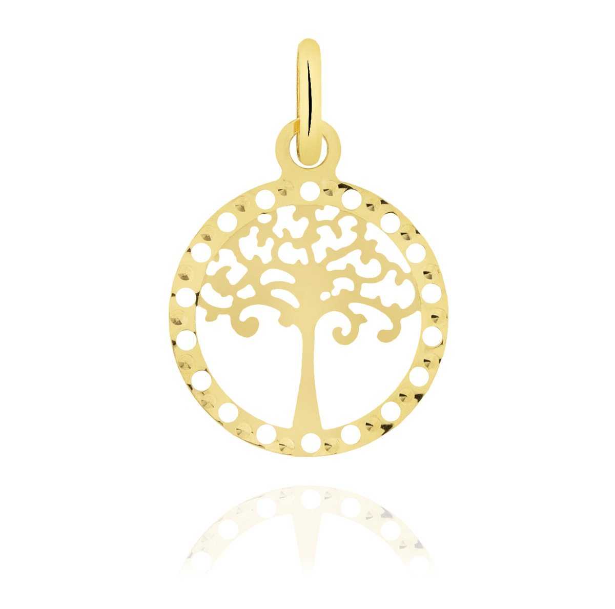 Złota zawieszka do łańcuszka ażurowe drzewko w diamentowanej ramce pr. 585