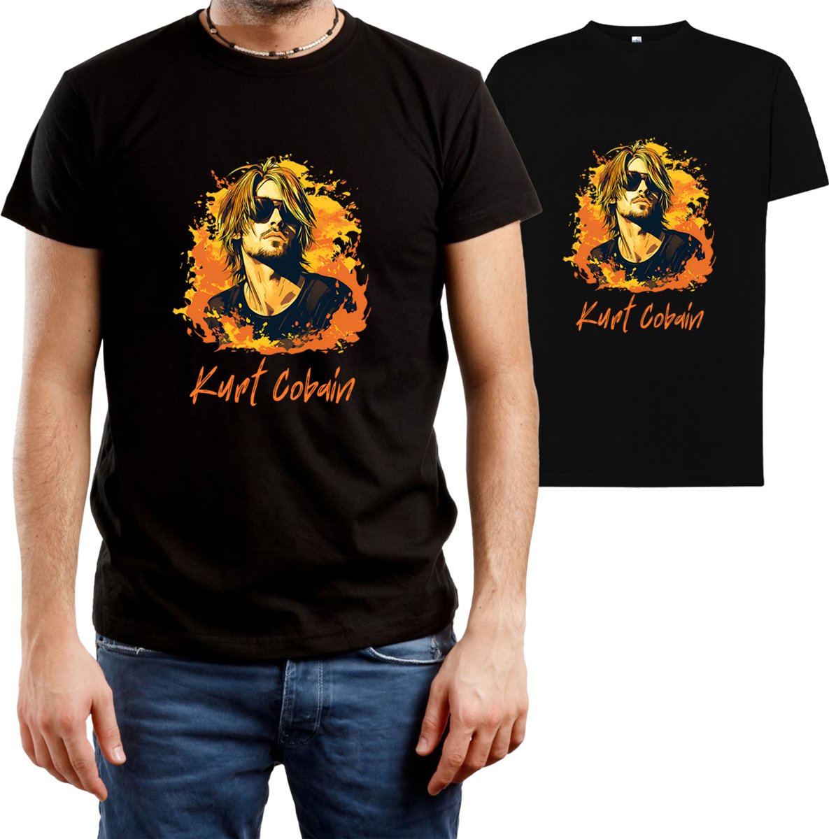 T-SHIRT MĘSKI NIRVANA KURT COBAIN ROCK DLA FANA KOSZULKA CZARNA R-M A226