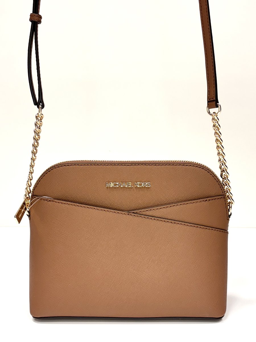 Michael Kors torebka skórzana na ramię mała brązowa Jet Set Travel