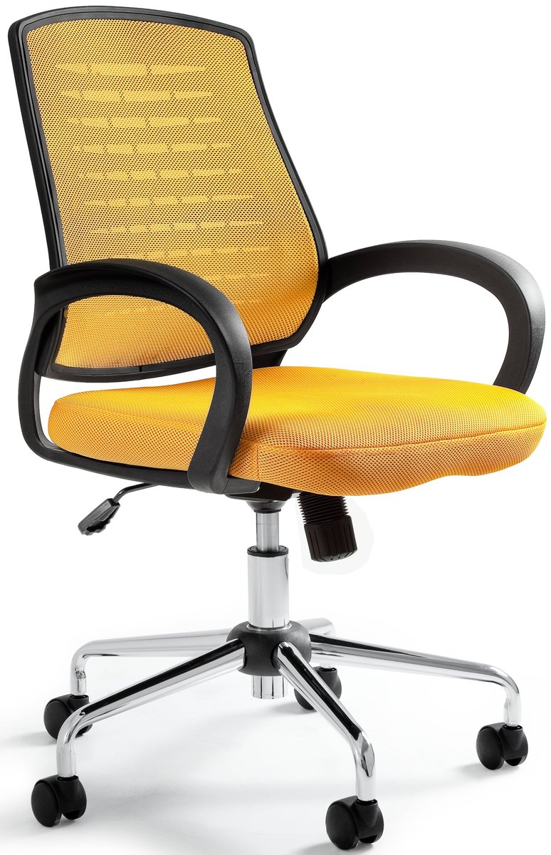 Fotel Biurowy AWARD Obrotowy Żółty Siatka Tkanina