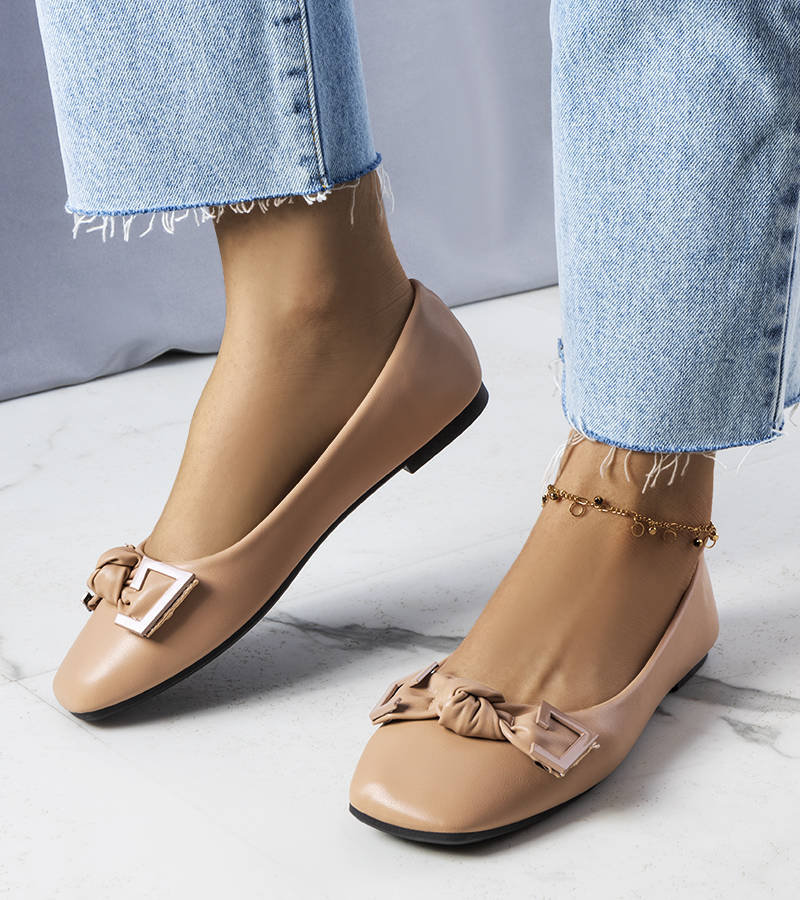 Beżowe balerinki z kokardką Tabitha-37