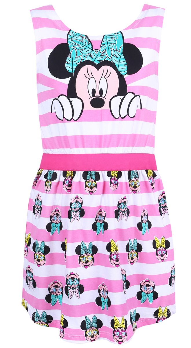 Różowo-biała sukienka w paski Myszka Minnie DISNEY 8 lat 128 cm