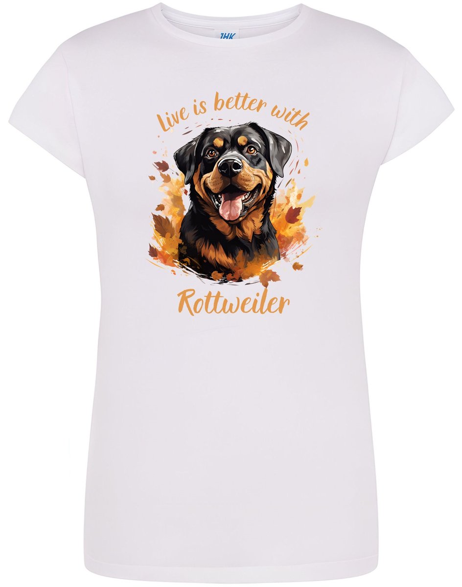 T-SHIRT DAMSKI NA PREZENT ROTTWEILER PSY KOSZULKA BIAŁA R-S A146