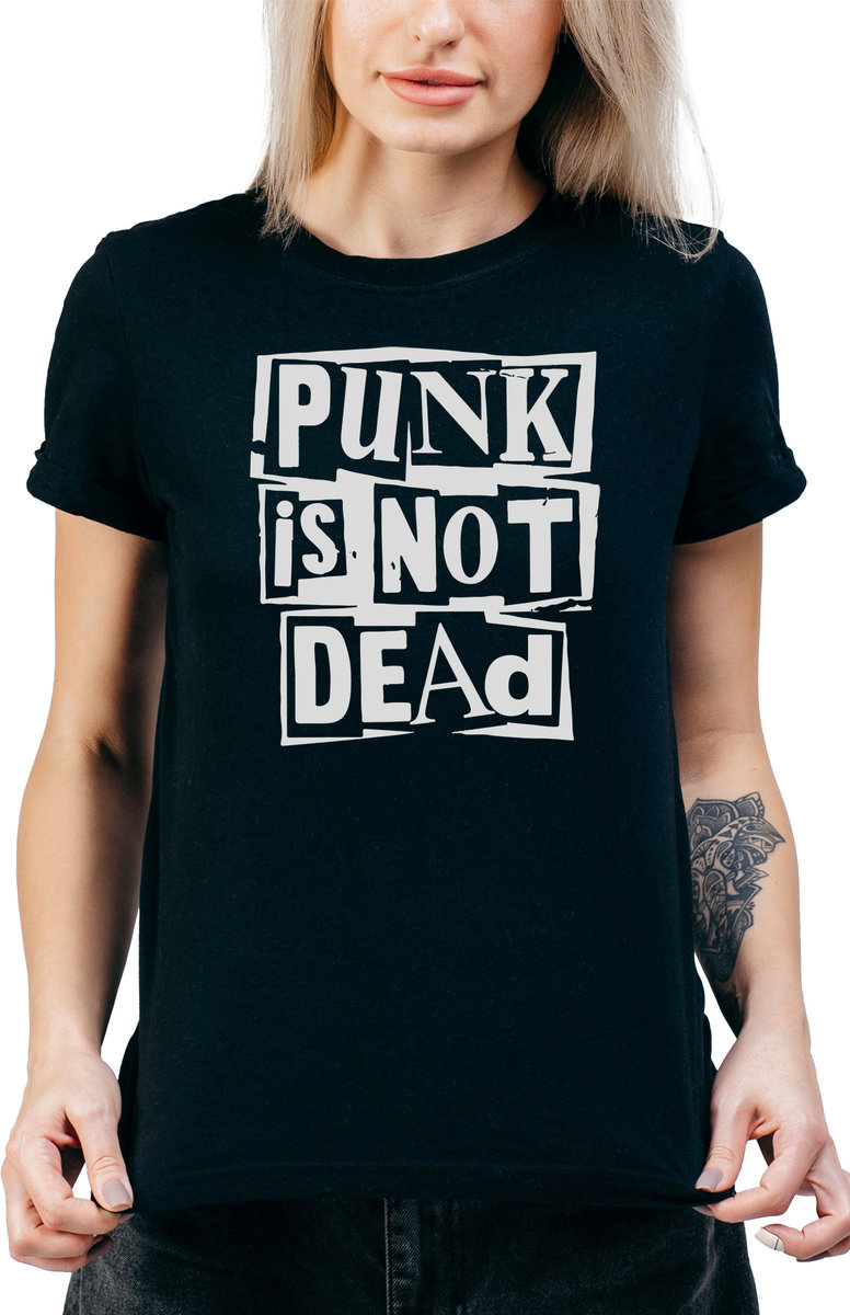 T-SHIRT DAMSKI Z NADRUKIEM PUNKS NOT DEAD ROCK MUZYCZNA R-M  MODEL  A123