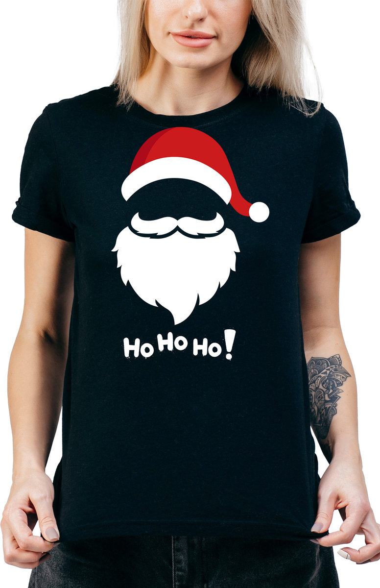T-SHIRT DAMSKI Z NADRUKIEM ŚMIESZNA KOSZULKA CZARNA ŚWIĘTA PREZENT R-M  MODEL  A444