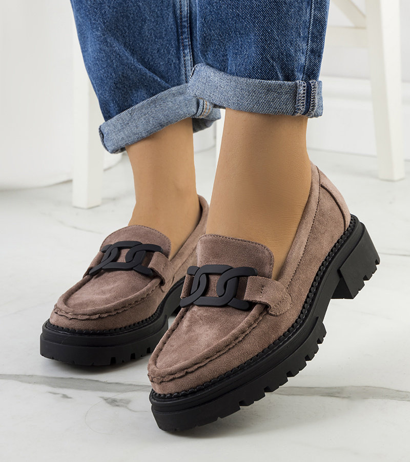 Brązowe półbuty eko-zamsz Gabriella-40