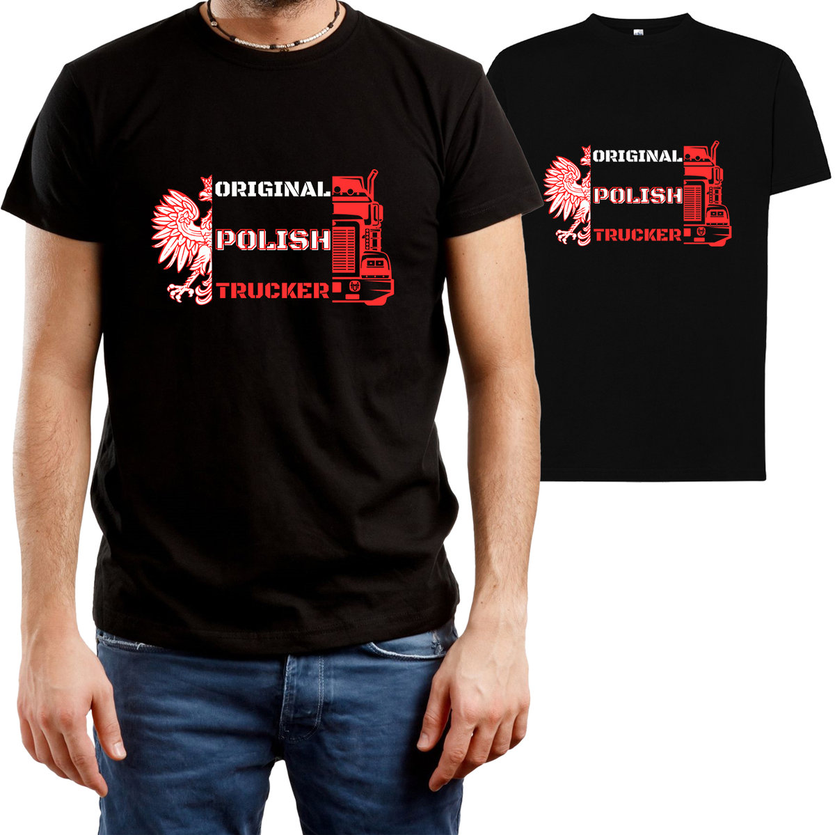 T-SHIRT MĘSKI DLA KIEROWCY TIRA TRUCK Z NADRUKIEM KOSZULKA CZARNA R-XXL A34