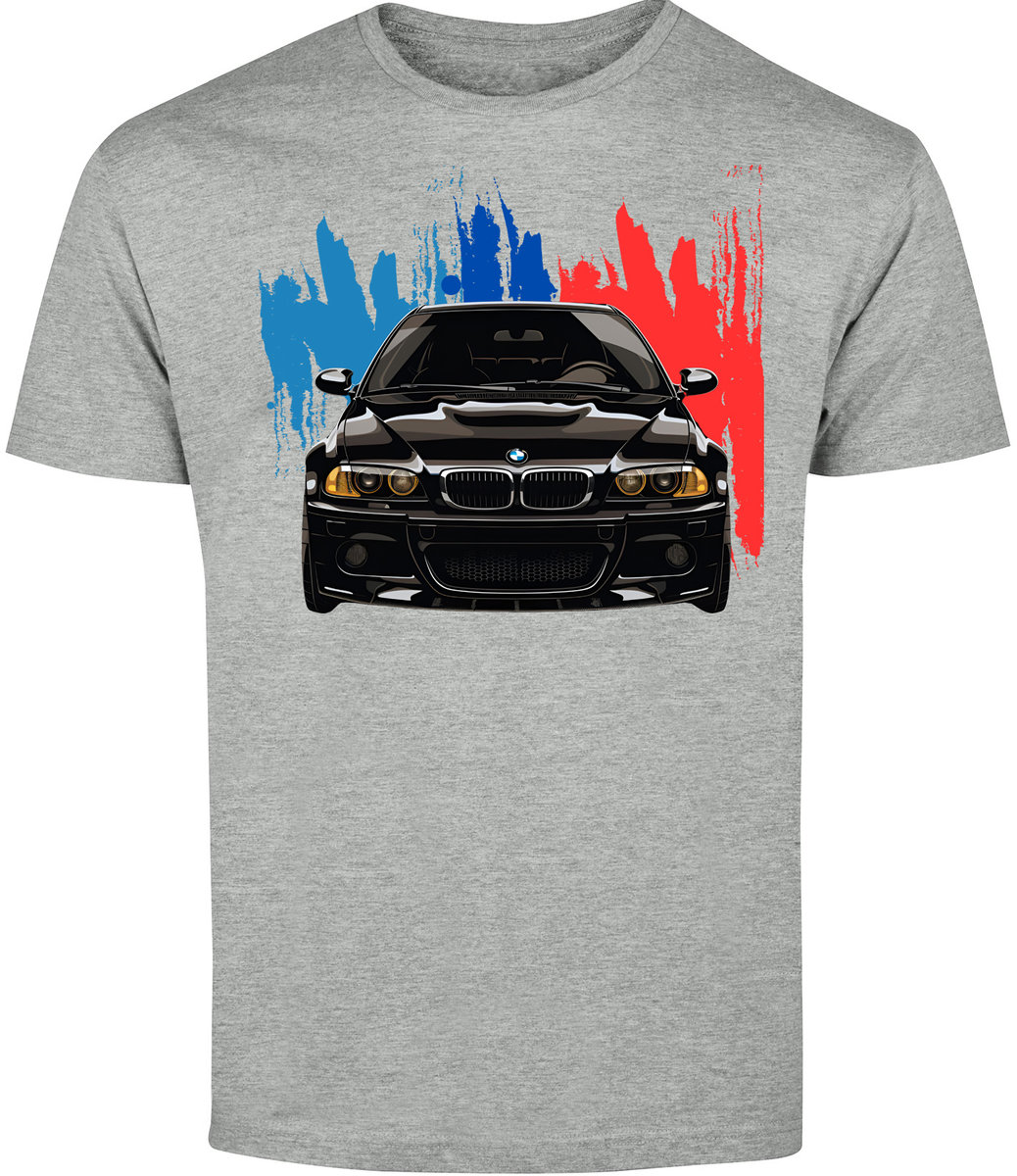T-SHIRT MĘSKI M POWER BMW M3 E46 MOTORYZACYJNA KOSZULKA SZARA R-M A287