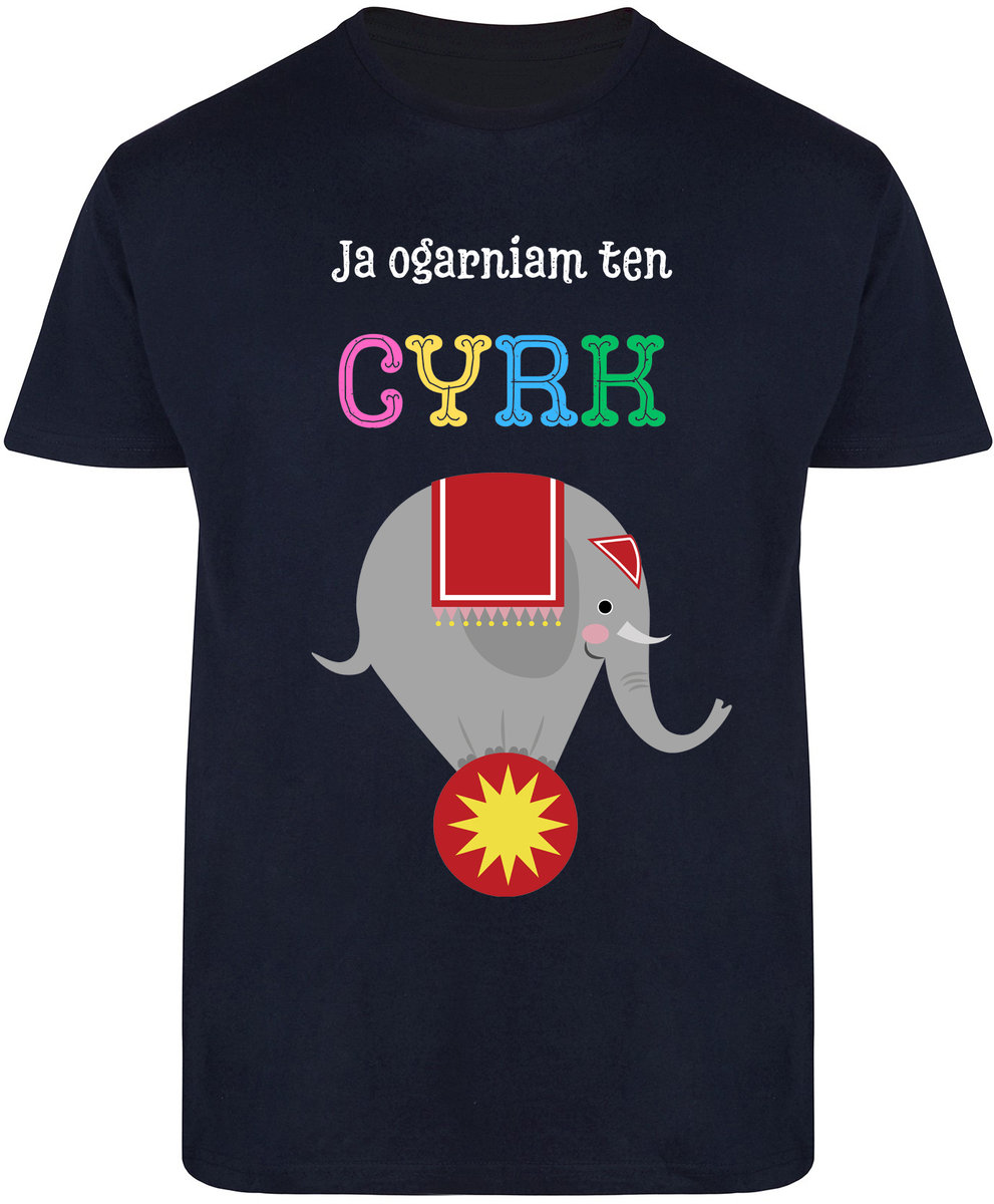 T-SHIRT MĘSKI PREZENT DLA SZEFA CYRK ŚMIESZNA KOSZULKA GRANATOWA R-L A364