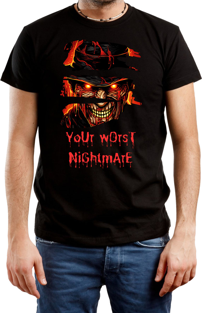 T-SHIRT MĘSKI Z NADRUKIEM FREDDY KRUEGER HORROR KOSZULKA CZARNA R-M A229