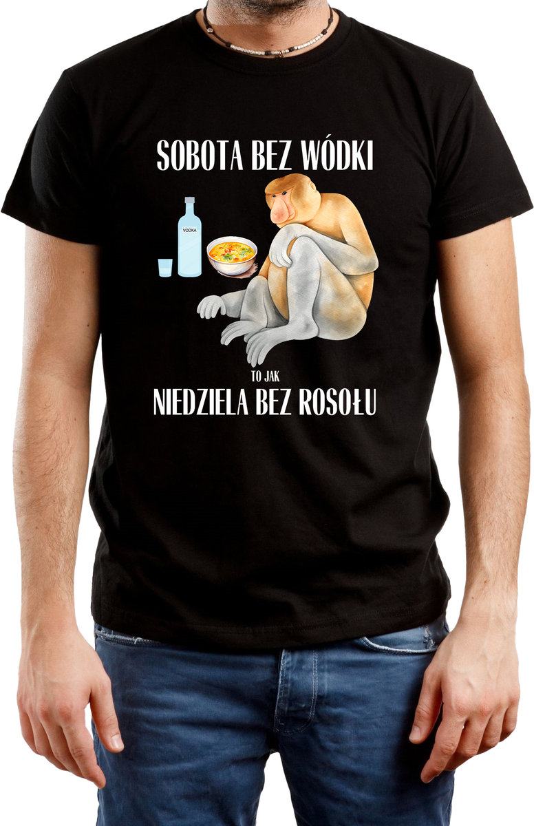 T-SHIRT MĘSKI NA PREZENT JANUSZ NOSACZ ŚMIESZNA KOSZULKA CZARNA R-L A524