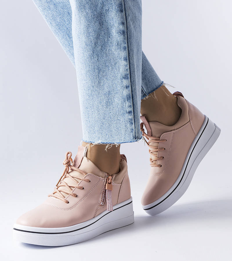 Różowe sneakersy na niskiej koturnie Mathieu-40