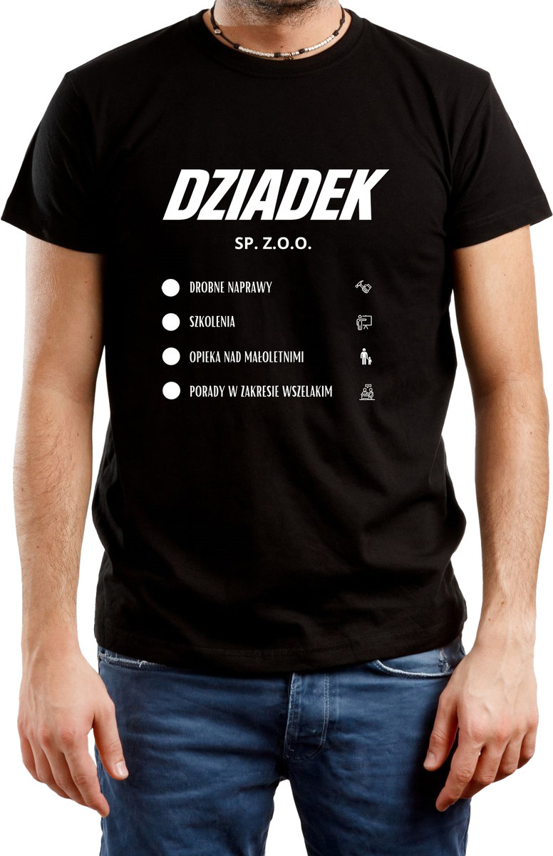T-SHIRT MĘSKI PREZENT DLA DZIADKA DZIEŃ DZIADKA KOSZULKA CZARNA R-L A527