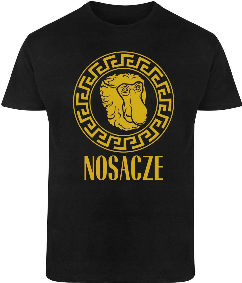 T-SHIRT MĘSKI PARODIA VERSACE NOSACZ ŚMIESZNA KOSZULKA CZARNA R-XXL A427