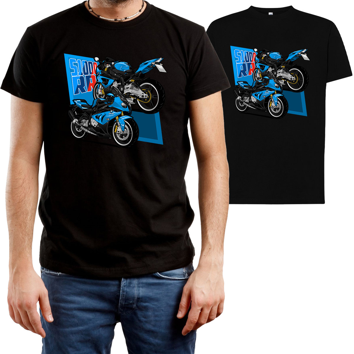T-SHIRT MĘSKI BMW S1000 RR ŚCIGACZ MOTOCYKLE KOSZULKA CZARNA R-XL A605