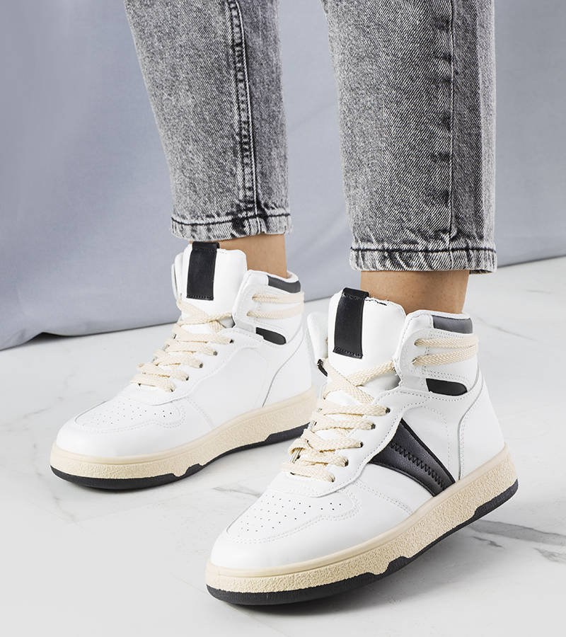 Biało-czarne sneakersy za kostkę Robin-37