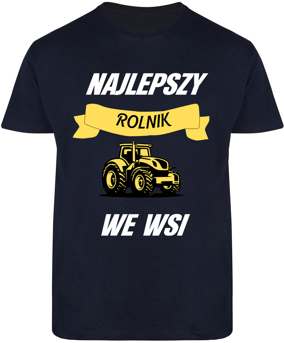 T-SHIRT MĘSKI DLA ROLNIKA PREZENT TRAKTOR KOSZULKA GRANATOWA R-L A258