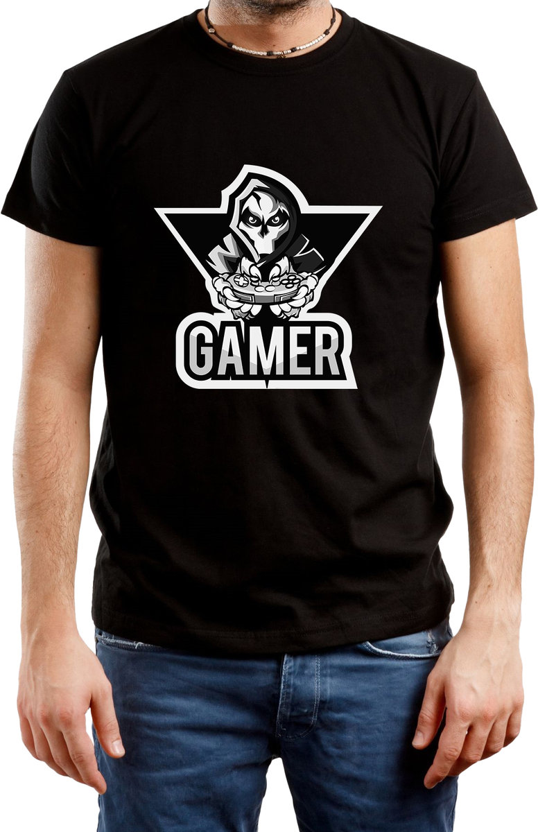 T-SHIRT MĘSKI PREZENT DLA GRACZA GAMER XBOX KOSZULKA CZARNA R-L A392