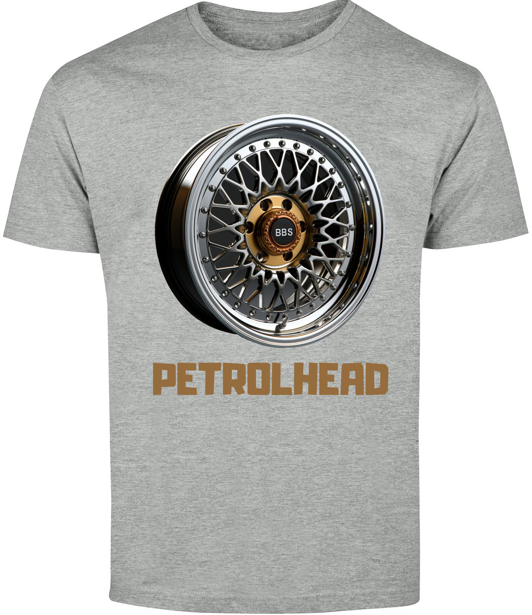 T-SHIRT MĘSKI MOTORYZACYJNA BBS BMW MERCEDES KOSZULKA SZARA R-M A349